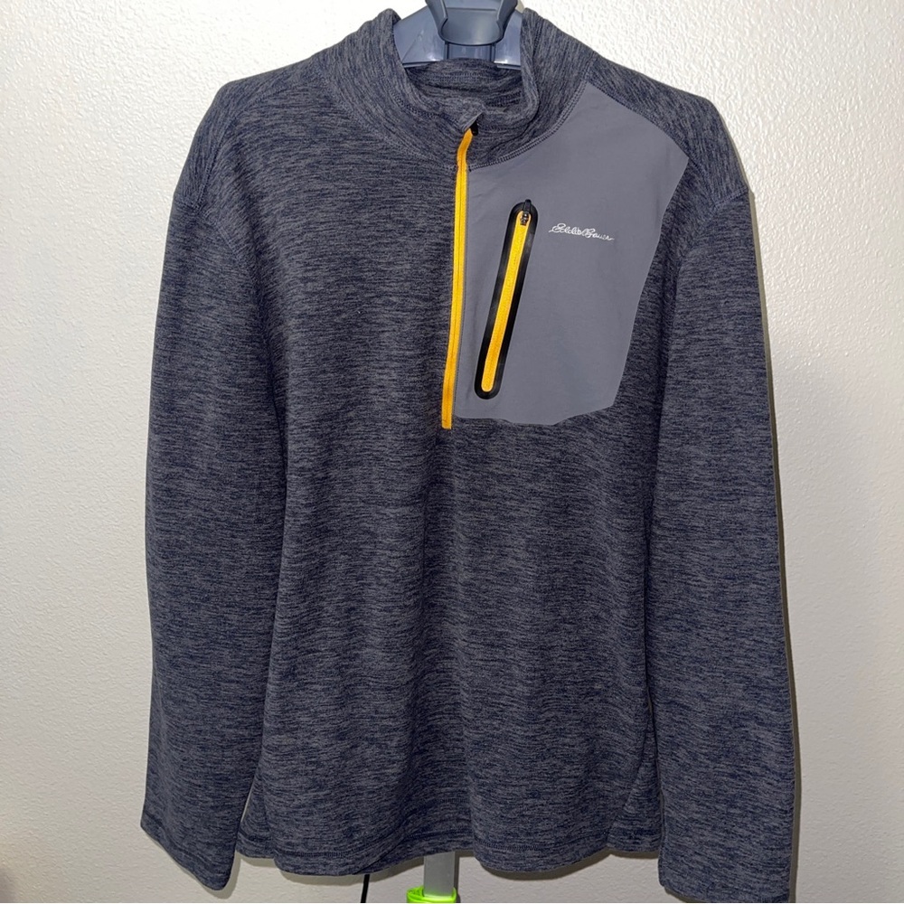 Eddie Bauer Gray and Yellow Men's Sweater Size 2XL